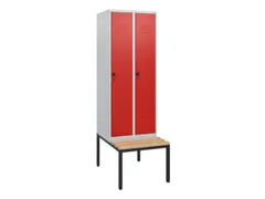 locker met bank,HxBxD 1950x600x815mm,2vak,vak B 300mm,draaigrendel