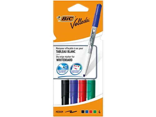 Viltstift Bic 1744 Whiteboard Rond Assorti 1.4mm Blister à 4st