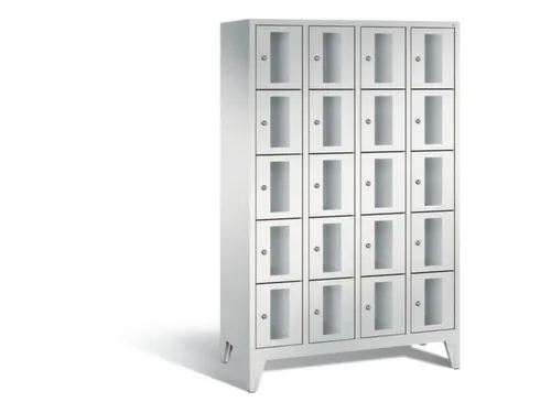 Lockerkast 1850x1190x500mm 4x5 vakken Cilinderslot Poten, RAL7035