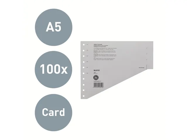 Scheidingsbladen Leitz A4 karton 200gr 11-gaats grijs