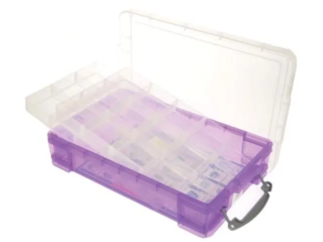 Opbergdoos Loom Bands 30 Vaks 4 Liter Transparant Paars