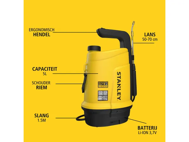 Stanley Druksproeier 5 Accu 5 Liter 3,7 V - 2,6 Ah