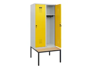 locker met bank,HxBxD 1950x800x815mm,2vak,vak B 400mm,draaigrendel - 1