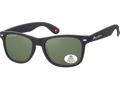 Zonnebril Montana met groen G15 gepolariseerd glas zwart