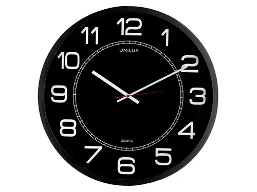 Wandklok Unilux Mega Ø57,5cm zwart cijferaanduiding