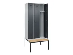 locker met bank,voor scheiding van kleding,HxBxD 2120x900x815mm,3vak