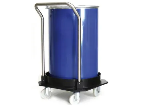 verrijdbare PE-opvangbak,v. 1x200l vat,opvangvol. 25l,HxØ 1100x670mm