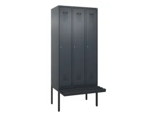 locker met bank,voor scheiding van kleding,HxBxD 2120x900x815mm,3vak - 2