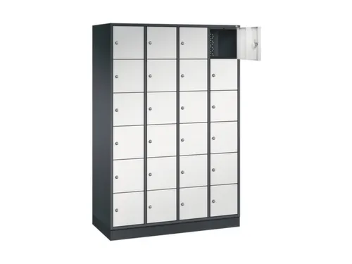 lockerkast,RAL 7021/RAL 7035,HxBxD 1950x1220x500mm,4x6vakken,cil.-slot
