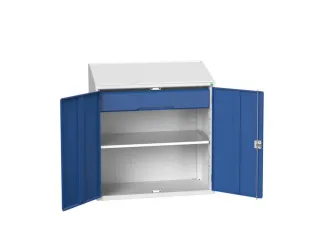 lessenaarkast 1130x1050x550mm legbord en lade RAL7035 + RAL5010 - 1