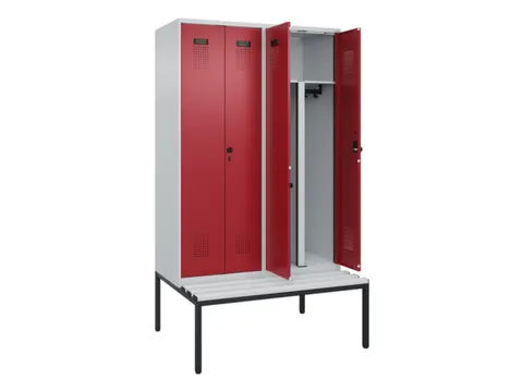 PBM-locker met bank,HxBxD 2120x1200x815mm,4vak,vak B 300mm