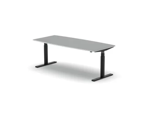 Elektrisch ihv Vergadertafel Vatvorm 2000x800mm Zwart+ Grijs Blad