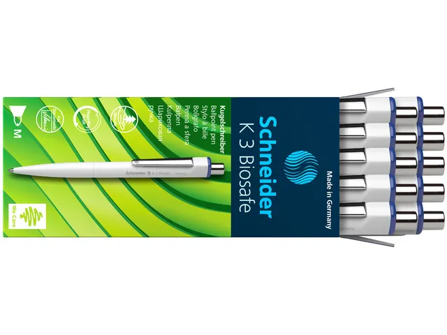 Balpen Schneider K3 Biosafe M wit/blauw