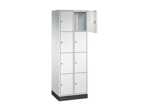 lockerkast,RAL 7035,HxBxD 1950x620x500mm,2x4vakken,cil.-slot,sokkel