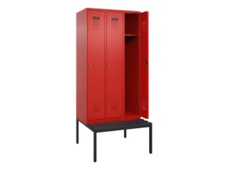 locker met bank,HxBxD 2120x900x815mm,3vak,vak B 300mm,cilinderslot - 1