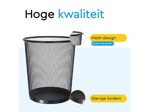 BRASQ Papierbak 12 liter Zwart Rond Set van 2 WBBRO2