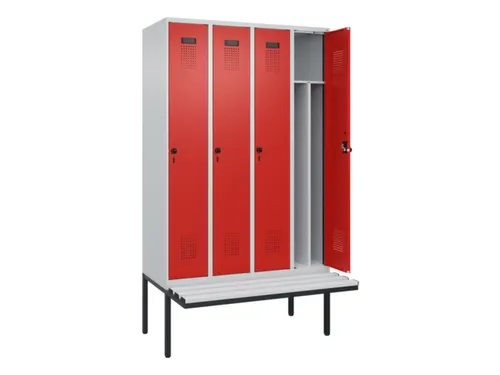 locker met bank,voor scheiding van kleding,HxBxD 2120x1200x815mm,4vak