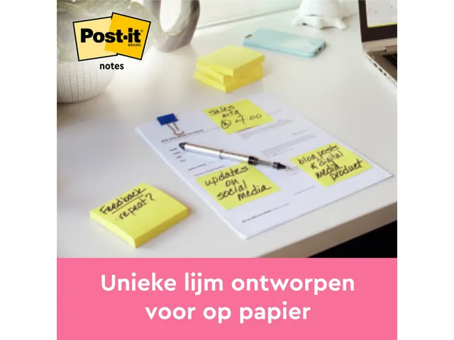 Memoblok 3M Post-it 654 76x76mm geel 16 + 4 gratis