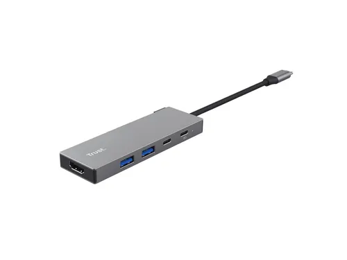 Adapter Trust Dalyx 5-in-1 USB-C-adapter met meerdere poorten grijs
