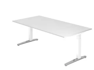 In hoogte verstelbaar bureau,HxBxD 680-850x2000x1000mm,blad wit - 1