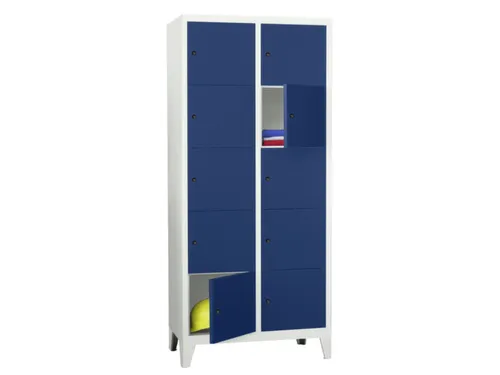 lockerkast,HxBxD 1850x800x500mm,2x5vakken,RAL7035,front RAL5010