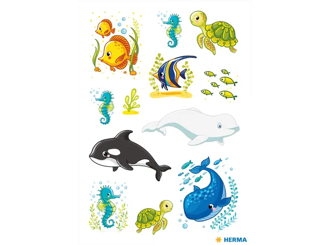 Etiket Herma 15733 Walvissen en Zeedieren 3x12 stickers