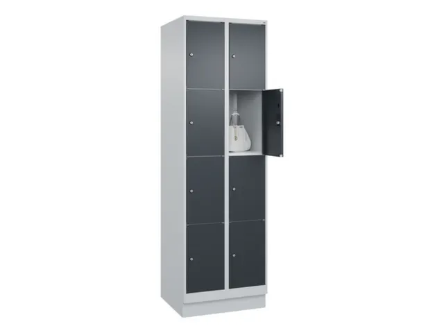 lockerkast,HxBxD 1950x600x500mm,2x4vakken,vak B 300mm,cil.-slot,sokkel