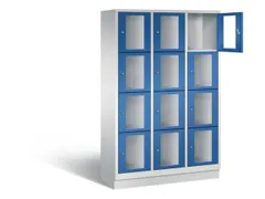 Lockerkast 1800x1200x500mm 3x4 vakken Cilinderslot, Sokkel, RAL5010