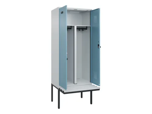 PBM-locker met bank,HxBxD 2120x800x815mm,2vak,vak B 400mm,draaigrendel