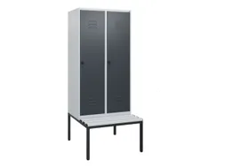 locker met bank,HxBxD 1950x800x815mm,2vak,vak B 400mm,draaigrendel
