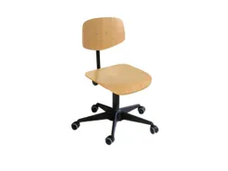 Werkplaatsstoel H 420-555Mm Gelijmd Beukenhout Spindel Wielen Zwart
