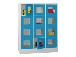 lockerkast,HxBxD 1518x1200x500mm,3x4vakken,RAL7035,front RAL5012 - 2