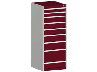 ladekast HxBxD 1600x650x650mm 9laden RAL7035 front RAL3004 - 1