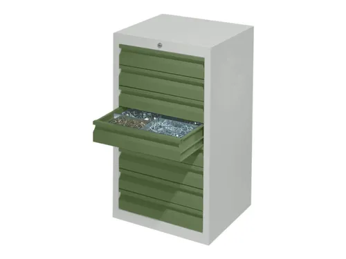 ladekast HxBxD 900x500x500mm 8laden slot RAL7035 front RAL6011