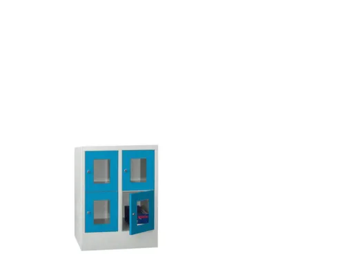 lockerkast,HxBxD 855x600x500mm,2x2vakken,RAL7035,front RAL5012