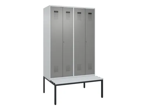 locker met bank,voor scheiding van kleding,HxBxD 2120x1200x815mm,4vak
