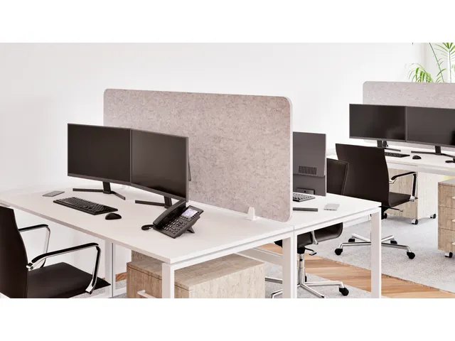 Akoestisch PET-vilt scheidingsscherm bureau lichtgrijs 60x160cm