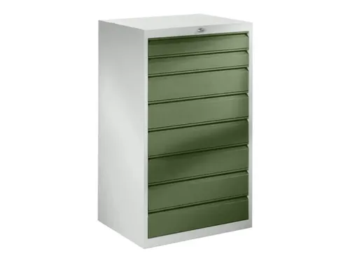 ladekast HxBxD 1200x715x600mm 8laden slot RAL7035 front RAL6011