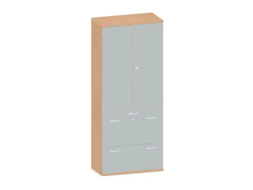 Kantoorkast 1920x800x430mm Decor Romp Beuken Decor Front Lichtgrijs