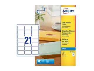 Adresetiket Avery J8560-25 63,5x38,1mm Transparant Inkjet 525 stuks - 1