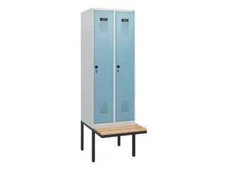 locker met bank,HxBxD 1950x600x815mm,2vak,vak B 300mm,draaigrendel - 2