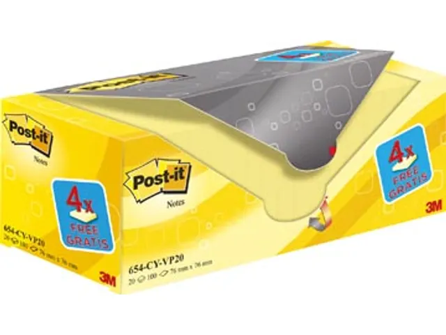 100 Vel 76 X 76 Mm Geel 16 Blokken + 4 Gratis