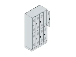 dubbeldekse locker,HxBxD 1950x1000x500mm,4x2vak.,vak B 250mm - 3