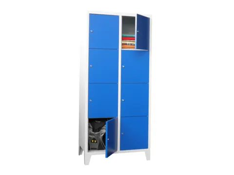 lockerkast,HxBxD 1850x800x500mm,2x4vakken,RAL7035,front RAL7035