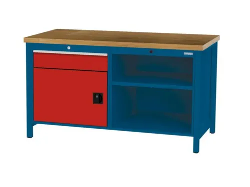 werkbank,HxBxD 860x1500x750mm,onderstel RAL5010,fronten RAL3020