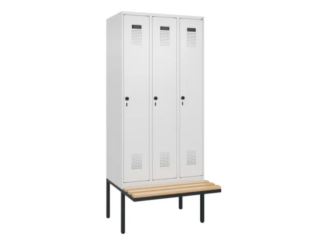 locker met bank,voor scheiding van kleding,HxBxD 2120x900x815mm,3vak