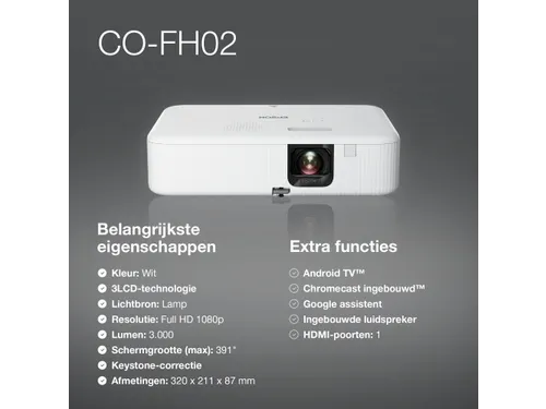 CO-FH02 Smart Full HD-projector, 3000 lumen, scherm van maximaal 391 i