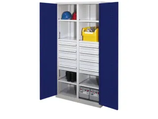 Materiaalkast Scheidingswand 1950x1000x600mm 6legborden 8laden Ral5010 - 1