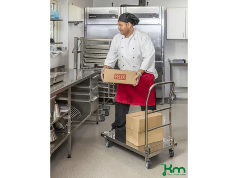 RVS duwbeugelwagen,draagverm. 100kg,laadvl. LxB 820x520mm,RVSplaat