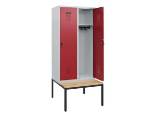 locker met bank,HxBxD 1950x800x815mm,2vak,vak B 400mm,draaigrendel - 1